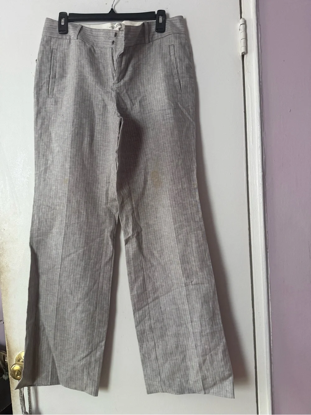 Banana Republic women Light Gray Linen-Blend Dress Pants